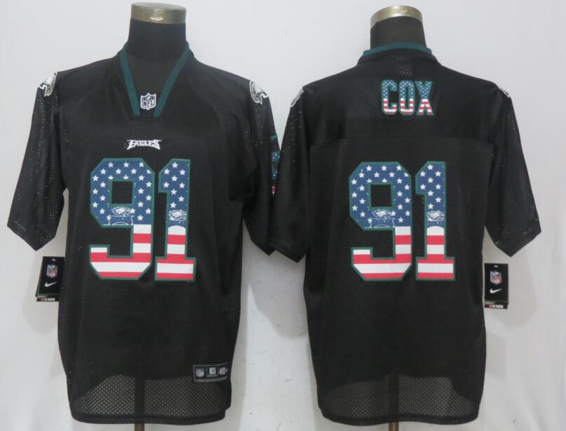 Eagles 91 Fletcher Cox Black USA Flag Fashion Elite Jersey