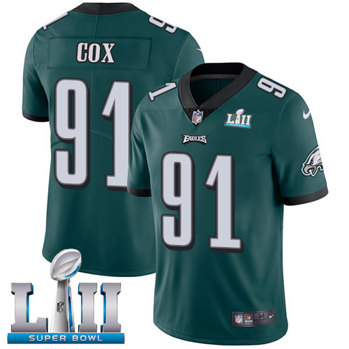 Eagles 91 Fletcher Cox Green Youth 2018 Super Bowl LII Vapor Untouchable Player Limited Jersey