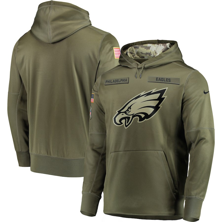 Eagles Olive Salute To Service Men's Pullove Hoodie