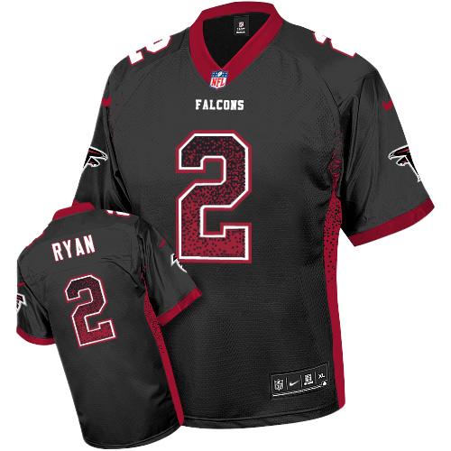 Falcons 2 Matt Ryan Black Alternate Men's Stitched NFL Elite Drift Fashion Jersey