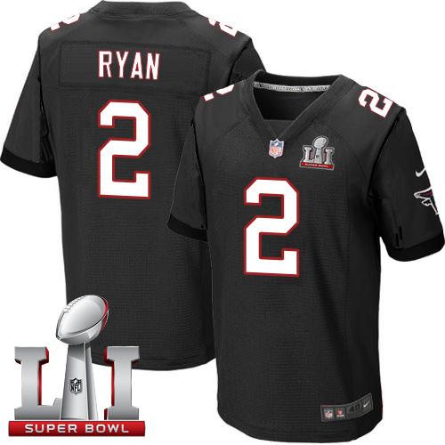 Falcons 2 Matt Ryan Black Alternate Super Bowl LI 51 Men Stitched NFL Elite Jersey
