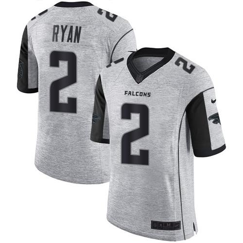 Falcons 2 Matt Ryan Gray Men's Stitched NFL Limited Gridiron Gray II Jersey
