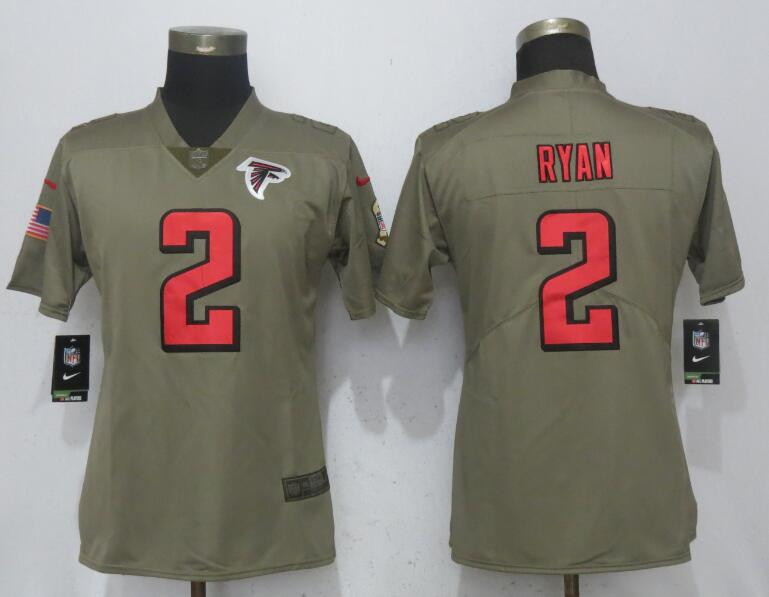 Falcons 2 Matt Ryan Olive Women Salute To Service Limited Jersey