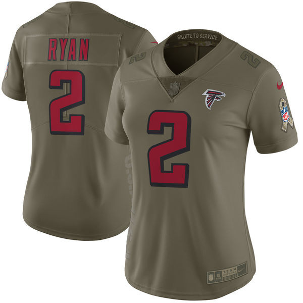 Falcons 2 Matt Ryan Women Olive Salute To Service Limited Jersey