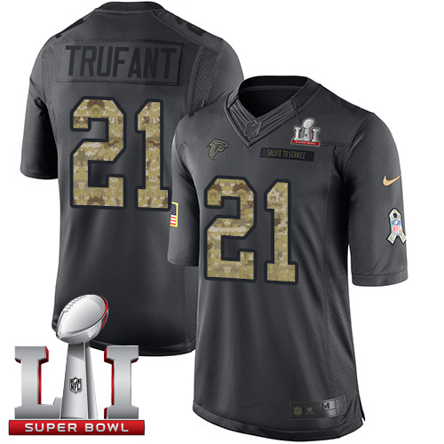 Falcons 21 Desmond Trufant Black Super Bowl LI 51 Men Stitched NFL Limited 2016 Salute To Service Jersey