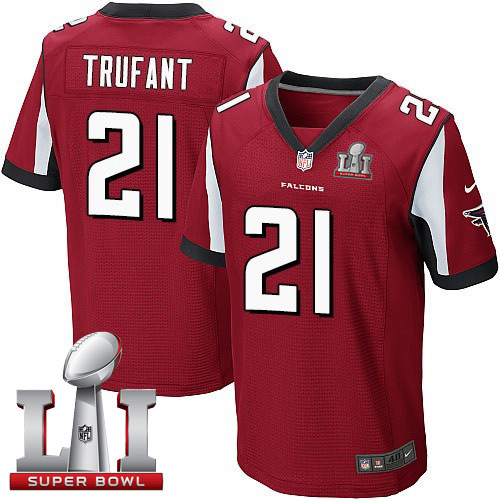 Falcons 21 Desmond Trufant Red Team Color Super Bowl LI 51 Men Stitched NFL Elite Jersey