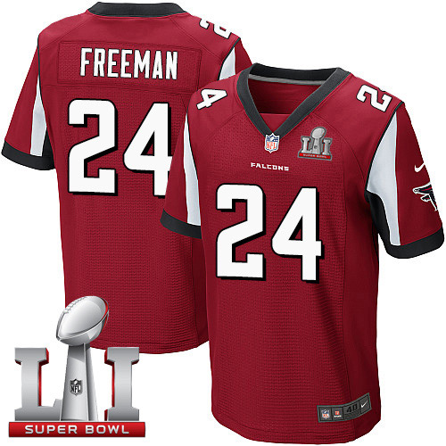 Falcons 24 Devonta Freeman Red Team Color Super Bowl LI 51 Men Stitched NFL Elite Jersey