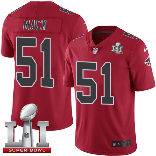 Falcons 51 Alex Mack Red Super Bowl LI 51 Men Stitched NFL Limited Rush Jersey