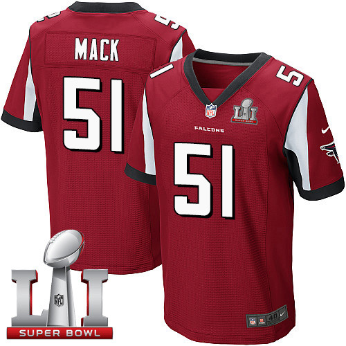 Falcons 51 Alex Mack Red Team Color Super Bowl LI 51 Men Stitched NFL Elite Jersey