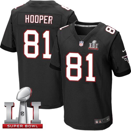 Falcons 81 Austin Hooper Black Alternate Super Bowl LI 51 Men Stitched NFL Elite Jersey