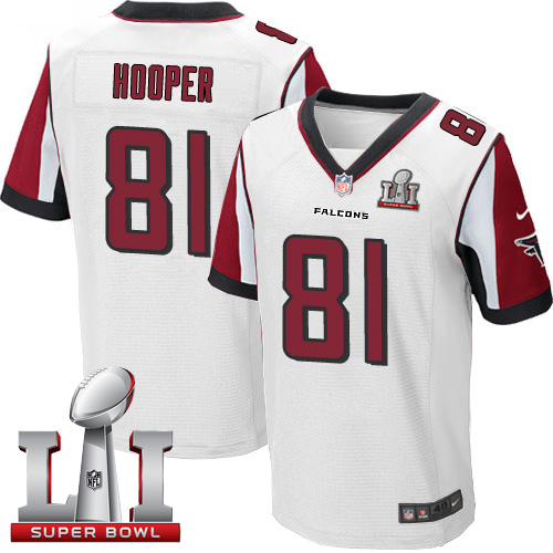Falcons 81 Austin Hooper White Super Bowl LI 51 Men Stitched NFL Elite Jersey