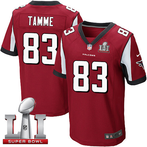 Falcons 83 Jacob Tamme Red Team Color Super Bowl LI 51 Men Stitched NFL Elite Jersey