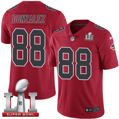Falcons 88 Tony Gonzalez Red Super Bowl LI 51 Men Stitched NFL Limited Rush Jersey