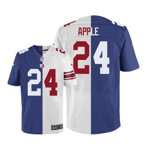 Giants 24 Eli Apple Royal Blue White Men Stitched NFL Elite Split Jersey
