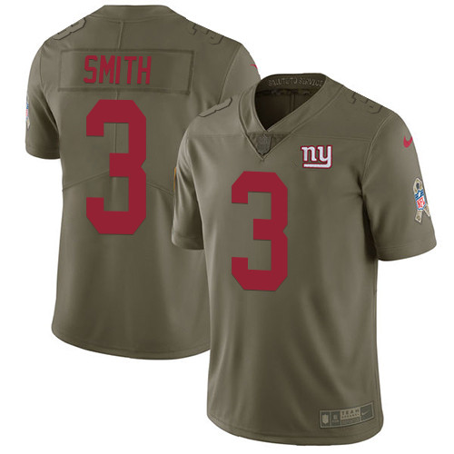 Giants 3 Geno Smith Olive Salute To Service Limited Jersey