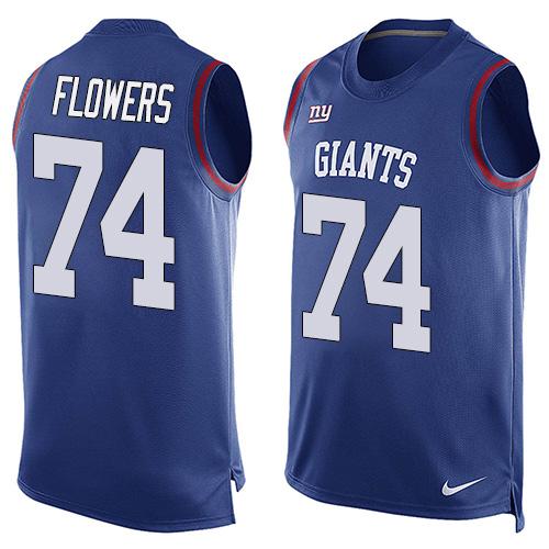 Giants 74 Ereck Flowers Royal Blue Team Color Men Stitched NFL Limited Tank Top Jersey