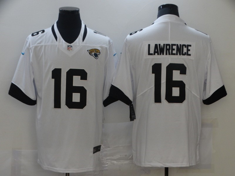 Nike Jaguars 16 Trevor Lawrence White 2021 Draft Vapor Limited Jersey