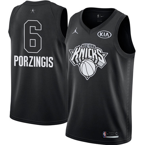 Knicks #6 Kristaps Porzingis Black NBA Jordan Swingman 2018 All Star Game Jersey