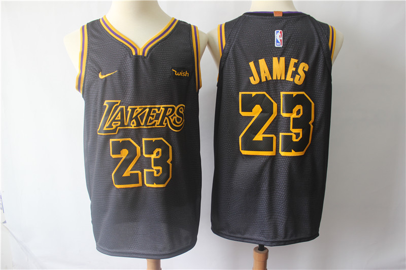 Lakers #23 LeBron James Black NBA Authentic Statement Edition Jersey