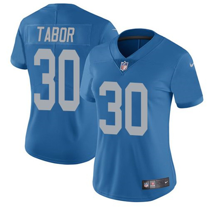 Lions 30 Teez Tabor Blue Throwback Women Vapor Untouchable Limited Jersey