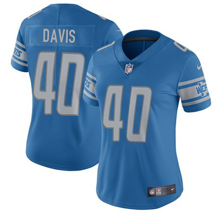 Lions 40 Jarrad Davis Blue Women Vapor Untouchable Limited Jersey