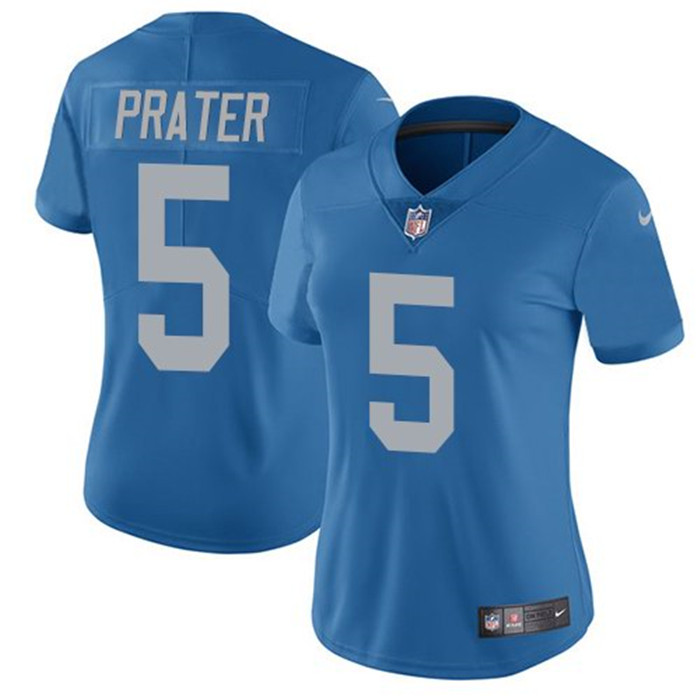  Lions 5 Matt Prater Blue Throwback Women Vapor Untouchable Limited Jersey