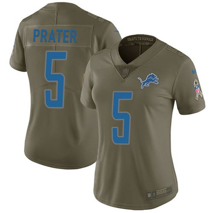 Lions 5 Matt Prater Olive Women Salute To Service Limited Jersey
