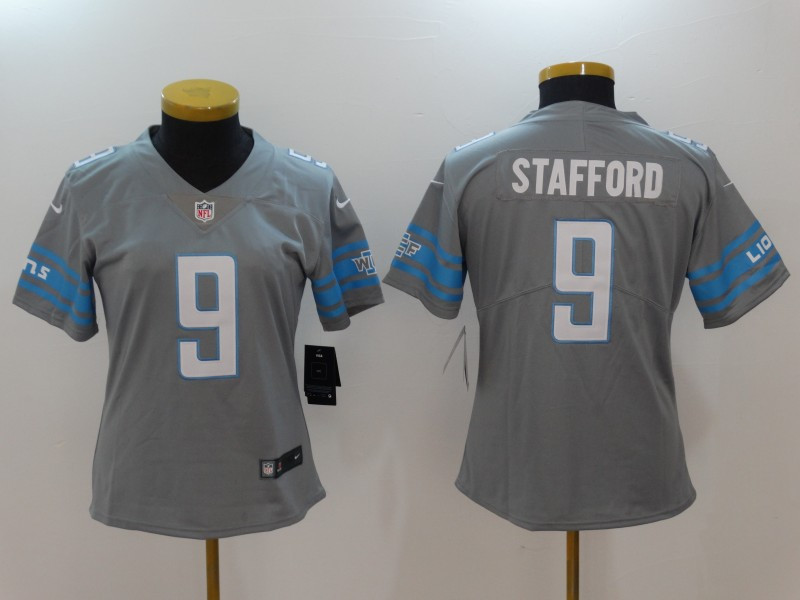 Lions 9 Matthew Stafford Gray Women Vapor Untouchable Limited Jersey