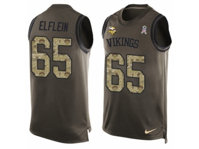 Minnesota Vikings 65 Pat Elflein Limited Green Salute to Service Tank Top NFL Jersey