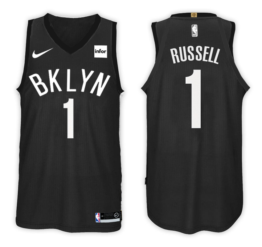 NBA Brooklyn Nets #1 Dangelo Russell Jersey 2017 18 New Season Black Jersey