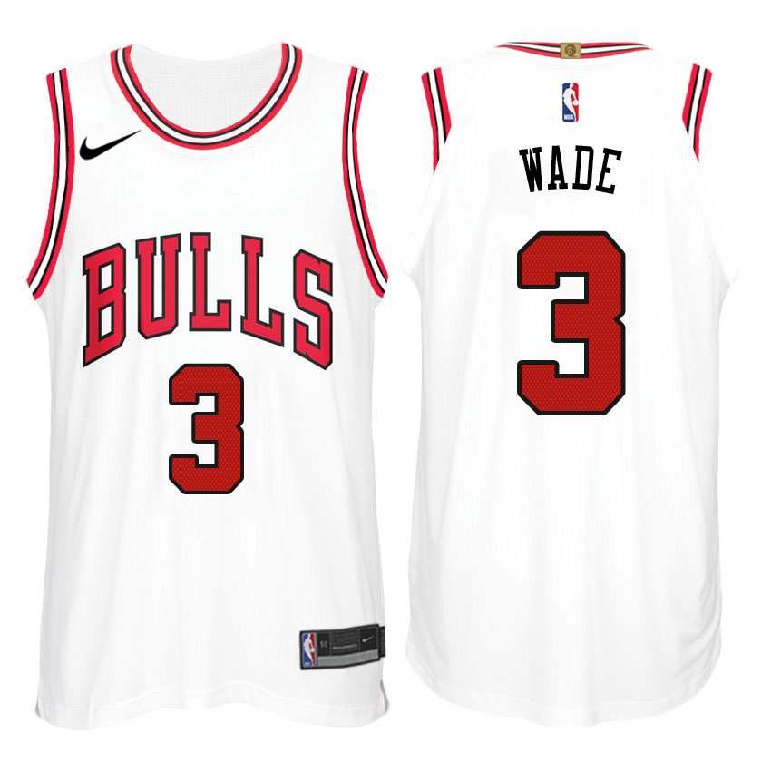 NBA Chicago Bulls #3 Dwyane Wade Jersey 2017 18 New Season White Jersey