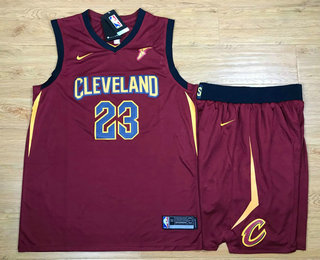 NBA Cleveland Cavaliers #23 LeBron James Red 2017 2018 Swingman Stitched NBA Jersey With Shorts