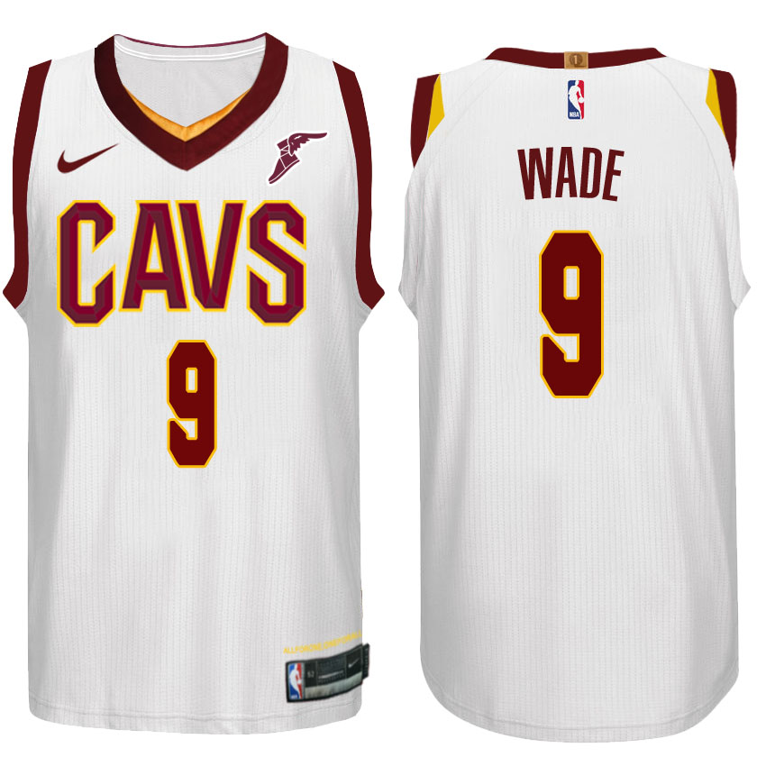  NBA Cleveland Cavaliers #9 Dwyane Wade Jersey 2017 18 New Season Wine White Jersey