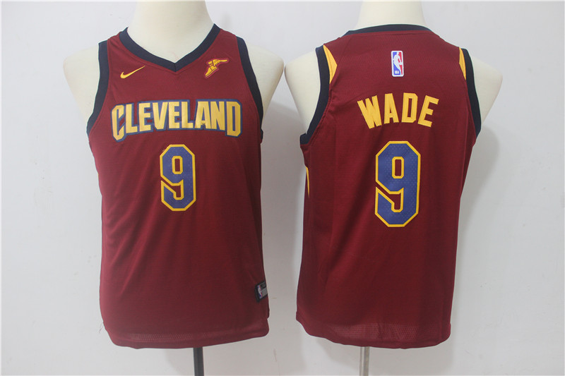 NBA Cleveland Cavaliers #9 Dwyane Wade Youth Jersey 2017 18 New Season Wine Red Jersey