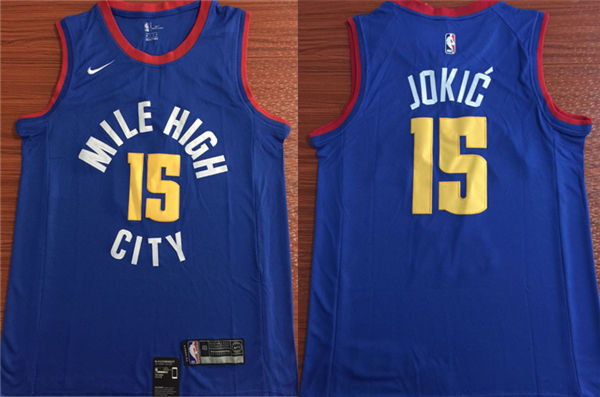 NBA Denver Nuggets #15 Nikola Jokic Jersey 2018 19 New Season Blue Jersey