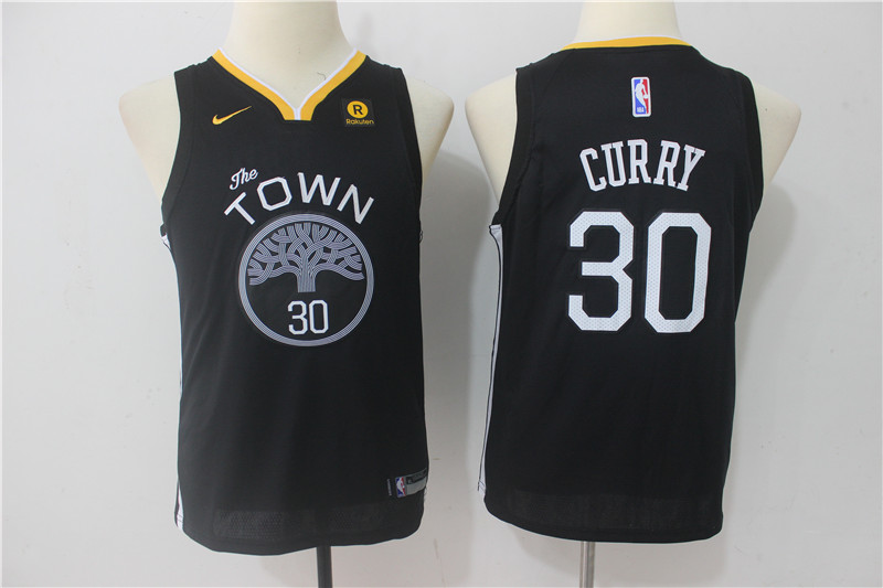 NBA Golden State Warriors #30 Stephen Curry Youth Jersey 2017 18 New Season Black Jersey