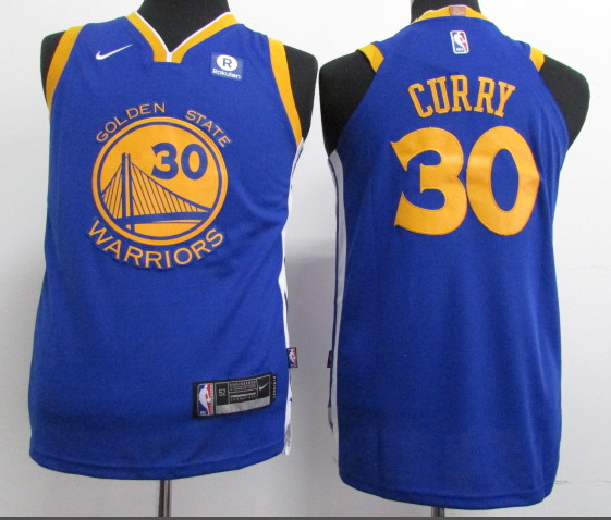 NBA Golden State Warriors #30 Stephen Curry Youth Jersey 2017 18 New Season Blue Jersey
