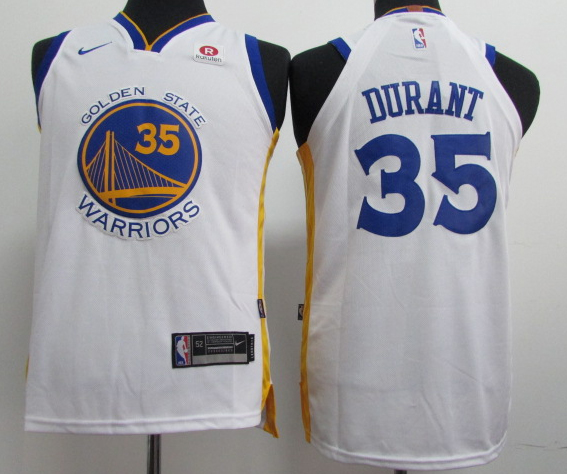 NBA Golden State Warriors #35 Kevin Durant Youth Jersey 2017 18 New Season White Jersey