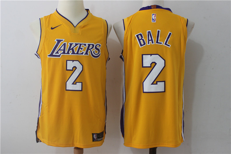 NBA Los Angeles Lakers #2 Lonzo Ball Jersey 2017 18 New Season Gold Jersey