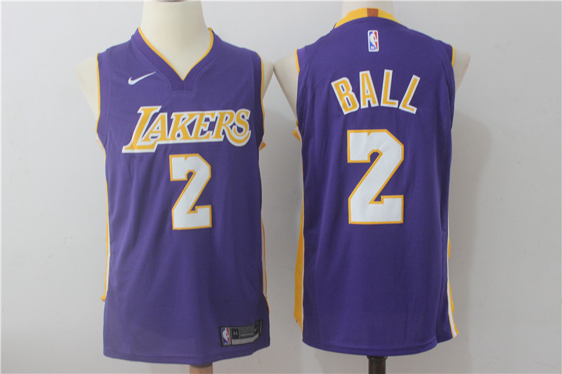 NBA Los Angeles Lakers #2 Lonzo Ball Jersey 2017 18 New Season Purple Jersey
