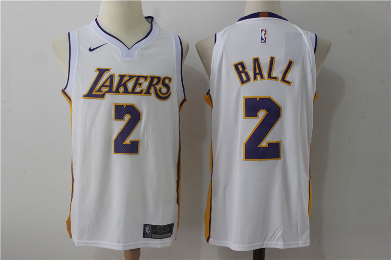 NBA Los Angeles Lakers #2 Lonzo Ball Jersey 2017 18 New Season White Jersey