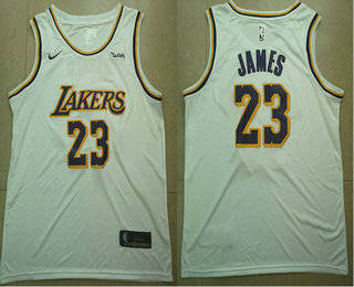 NBA Los Angeles Lakers #23 LeBron James White 2018 19 Wish Swingman Association Edition Stitched Jersey