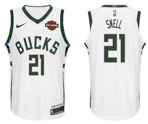NBA Milwaukee Bucks #21 Tony Snell Jersey 2017 18 New Season White Jersey