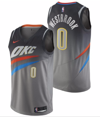 NBA Oklahoma City Thunder #0 Russell Westbrook Jersey 2017 18 New Season City Edition Gray Jersey