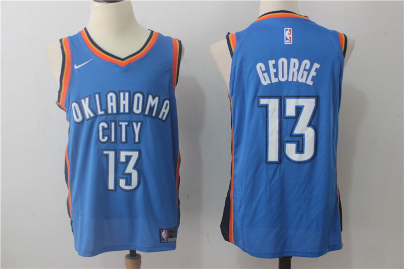 NBA Oklahoma City Thunder #13 Paul George Jersey 2017 18 New Season Blue Jersey