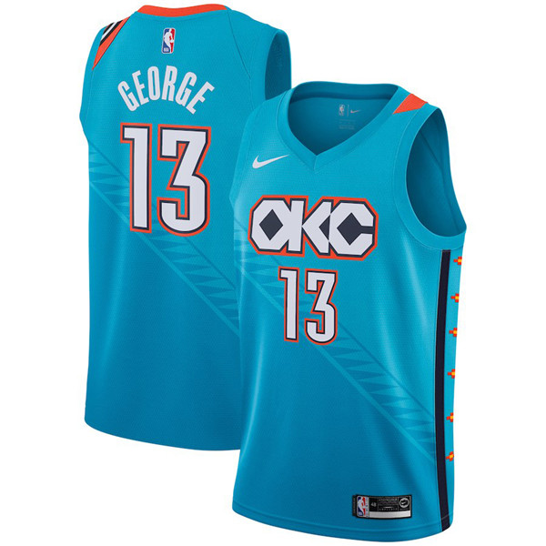 NBA Oklahoma City Thunder #13 Paul George Jersey 2018 19 New Season City Edition Blue Jersey