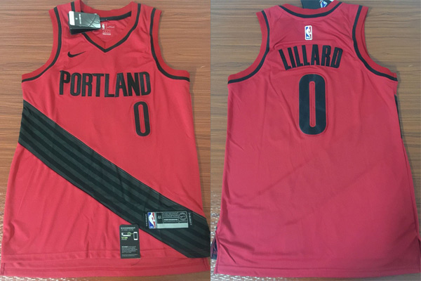 NBA Portland Trail Blazers #0 Damian Lillard Jersey 2017 18 New Season Red Jersey