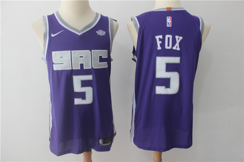NBA Sacramento Kings #5 De'Aaron Fox Jersey 2017 18 New Season Blue Jersey