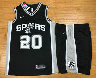 NBA San Antonio Spurs #20 Manu Ginobili Black 2017 2018 Swingman Stitched NBA Jersey With Shorts