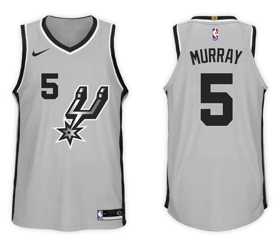 NBA San Antonio Spurs #5 Dejounte Murray Jersey 2017 18 New Season Gray Jersey